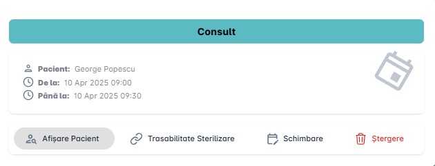 Programarea unei vizite în calendarul digital al cabinetului stomatologic