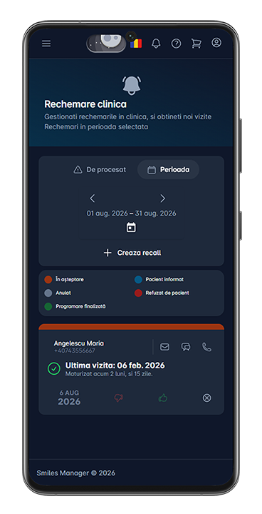 SmilesManager - Modul de rechemare pacienți pentru cabinet stomatologic